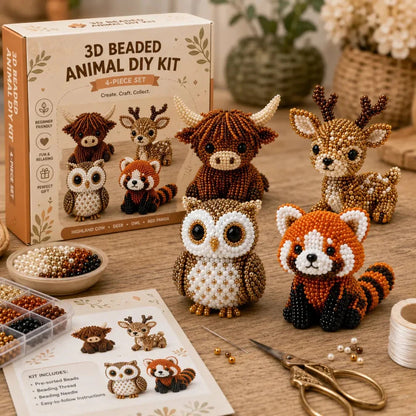 🧵🐾 Sada na výrobu 3D zvieratiek z korálikov | 🧘 Ručné práce na uvoľnenie tela i duše, skvelá voľba pre spoločnú zábavu rodičov a detí