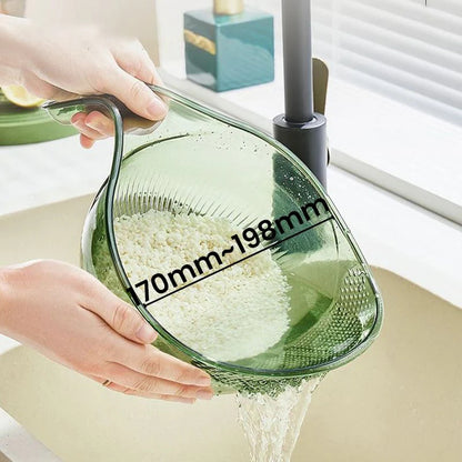 Časovo obmedzená ponuka 🥬🍚 Multifunkčný odtokový kôš na umývanie ryže s rukoväťou, sitko na umývanie zeleniny potravinárskej kvality