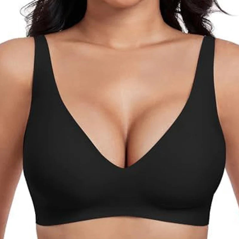 Jelly Wireless Dámske pohodlné bezdrôtové podprsenky Push Up Bralettes Bezšvové tričká Podprsenky Deep V Podprsenky na každodenné nosenie