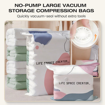 🛏 3D vákuové kompresné vrecko bez pumpy｜Ručne stlačte a vypustite vzduch, čím ušetríte značné miesto na paplónoch a zimnom oblečení✨