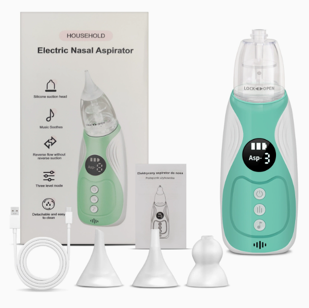 🧼💧Detská nosová odsávačka, silikónová sacia hlavica potravinárskej kvality, nabíjateľná, vhodná pre deti rôzneho veku