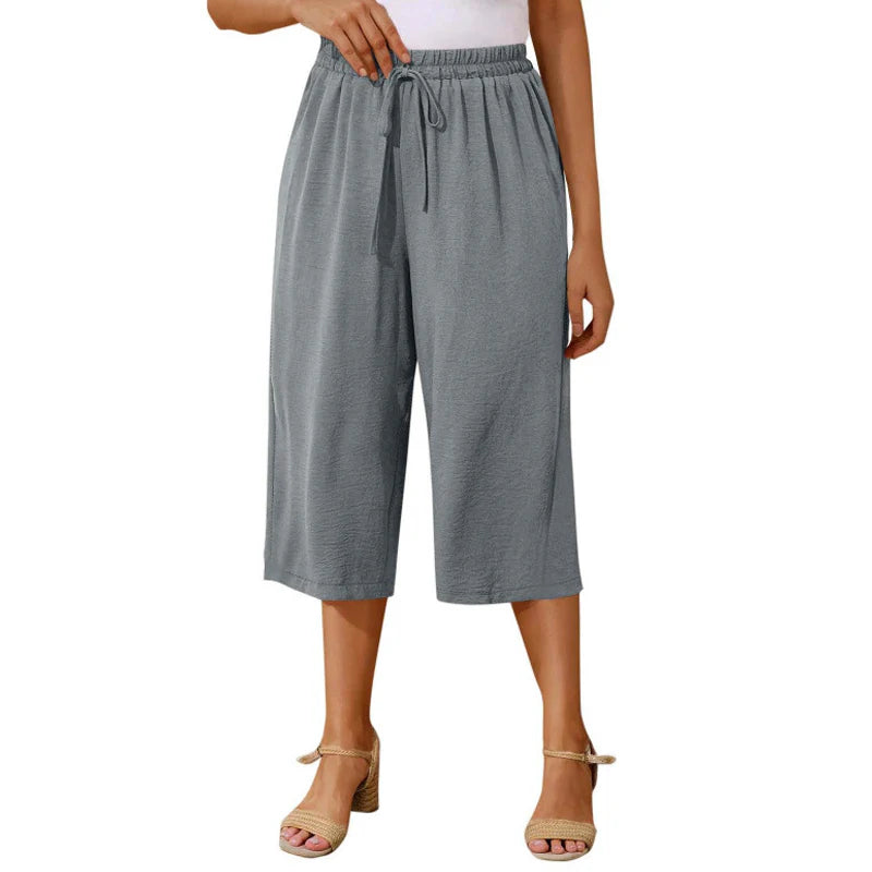 👖Dámske capri nohavice s elastickým pásom a šnúrkou