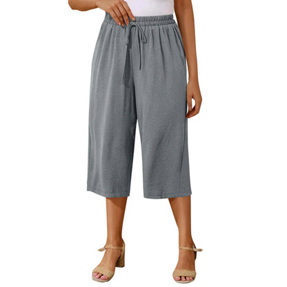 👖Dámske capri nohavice s elastickým pásom a šnúrkou