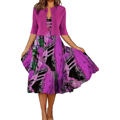 🔥Obmedzená ponuka: 50 % zľava💎👗Dvojdielna dámska súprava – krátky kardigán a bezrukávové šaty, elegantné a rafinované😍