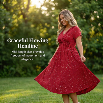 👗Elegantné dámske šaty s výstrihom do V a prekrúteným detailom vpredu