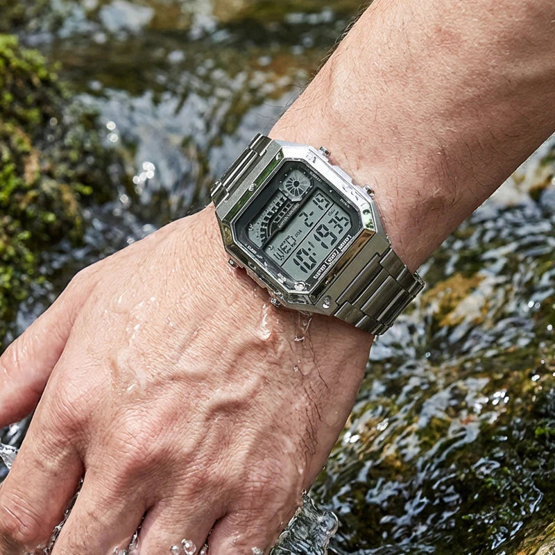 ⌚Unisexové digitálne hodinky štvorcového tvaru s podsvieteným displejom
