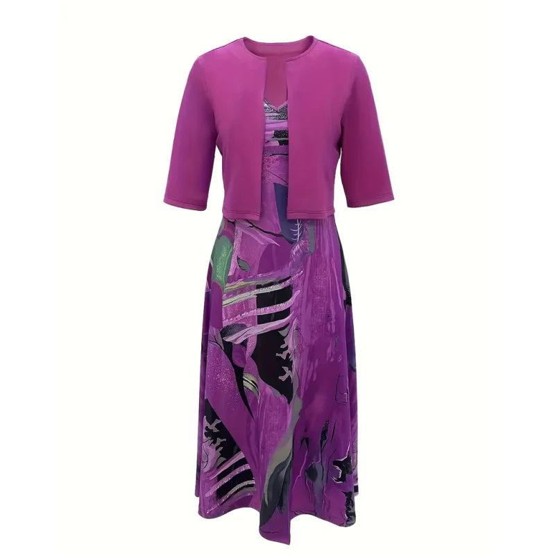 🔥Obmedzená ponuka: 50 % zľava💎👗Dvojdielna dámska súprava – krátky kardigán a bezrukávové šaty, elegantné a rafinované😍