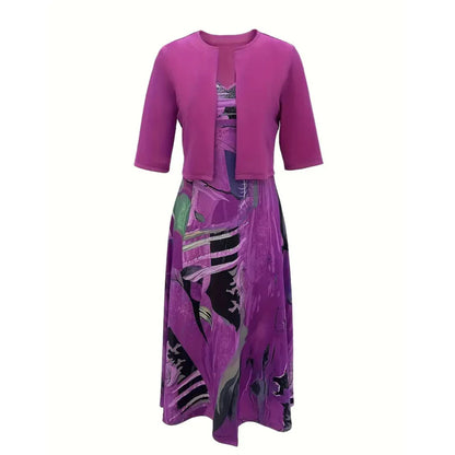 🔥Obmedzená ponuka: 50 % zľava💎👗Dvojdielna dámska súprava – krátky kardigán a bezrukávové šaty, elegantné a rafinované😍