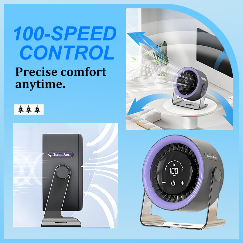 💨Tichý nabíjateľný mini ventilátor so 100 rýchlosťami｜Nastaviteľný o 180°, stolný/nástenný mini ventilátor✨