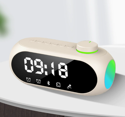🔊4-v-1 Bluetooth reproduktor k posteli｜360° priestorový zvuk, RGB ambientné osvetlenie, stolový reproduktor s dvojitým budíkom🎵🌈