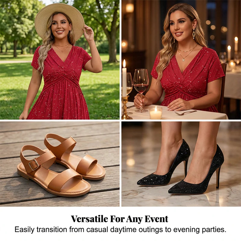 👗Elegantné dámske šaty s výstrihom do V a prekrúteným detailom vpredu