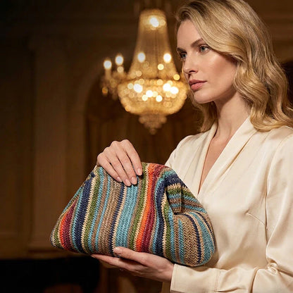 🌈Bohémska pruhovaná tkaná kabelka｜Malá kabelka s letoviskom/večerným nádychom✨👜