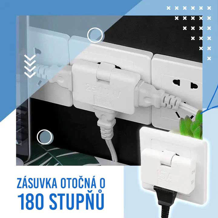 Otočný zásuvkový konvertor - predlžovacia zástrčka o 180 stupňov