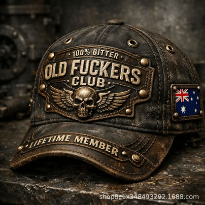 【🎁📿Náhrdelník s ružou zdarma🎁】🧢Old Fuckers Club Vintage čiapka s výšivkou