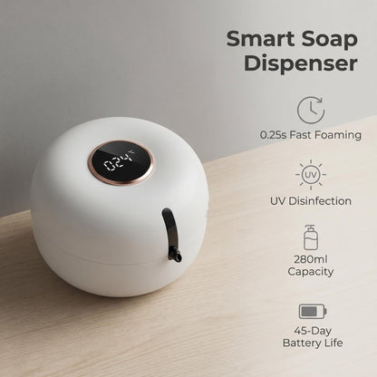 🧼Dávkovač penového mydla s UV modrým svetlom, magnetická indukcia, bez nutnosti vŕtania, nástenný/stolový automatický dávkovač mydla s dvojitým použitím🏠🛡️