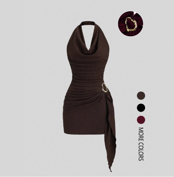 👗Dámske ležérne šaty s výstrihom za krkom, odhaleným chrbtom a priliehavým výstrihom do V✨