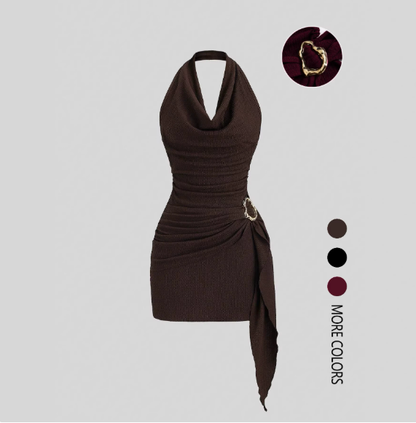 👗Dámske ležérne šaty s výstrihom za krkom, odhaleným chrbtom a priliehavým výstrihom do V✨