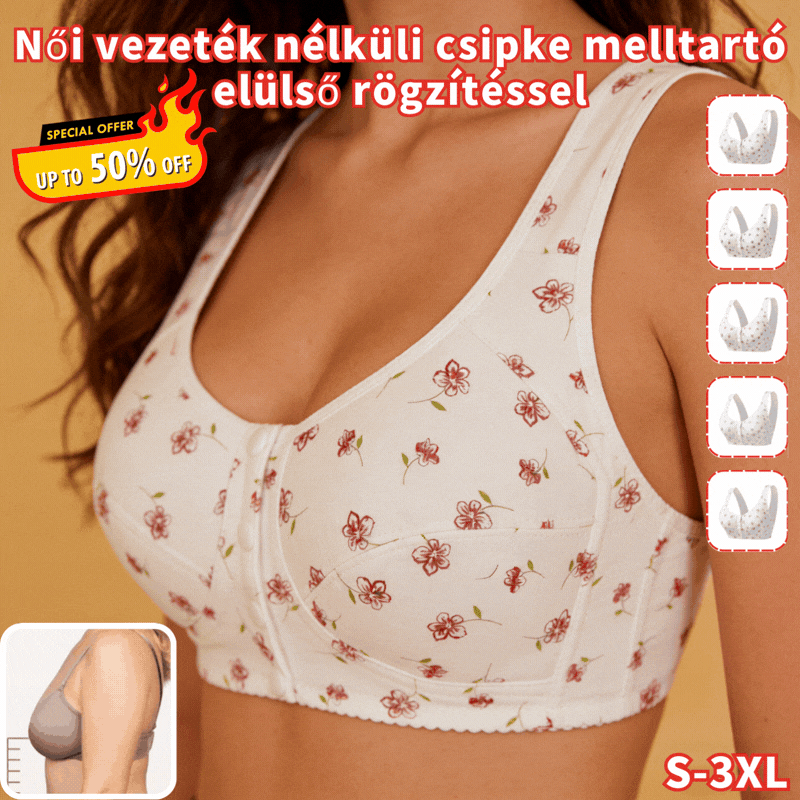 😍👙Dámska podprsenka bez kostíc, z čistej bavlny, s potlačou a zapínaním vpredu