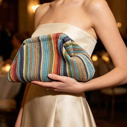🌈Bohémska pruhovaná tkaná kabelka｜Malá kabelka s letoviskom/večerným nádychom✨👜