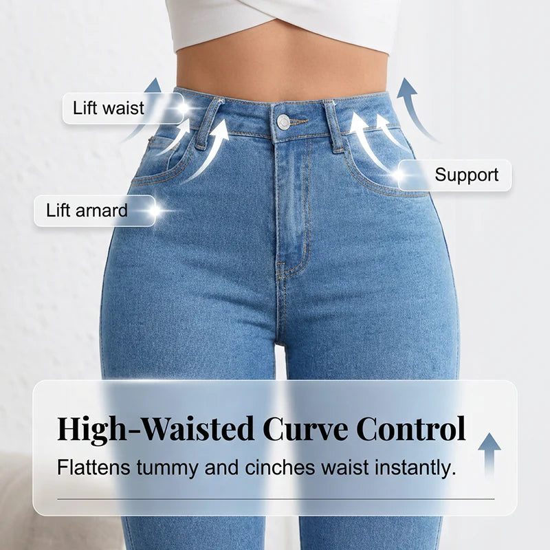 👖Dámske džínsy s vysokým pásom, elastické a so širokými nohavicami