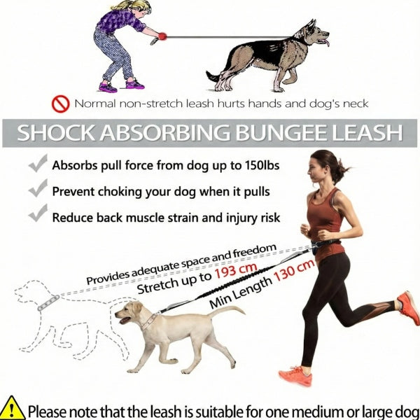 🐕Časovno omejen 50 % popust💨Elastični povodec za namestitev na pas, za uporabo brez rok, za tek in sprehajanje psov, z oblazinjenjem in blaženjem udarcev