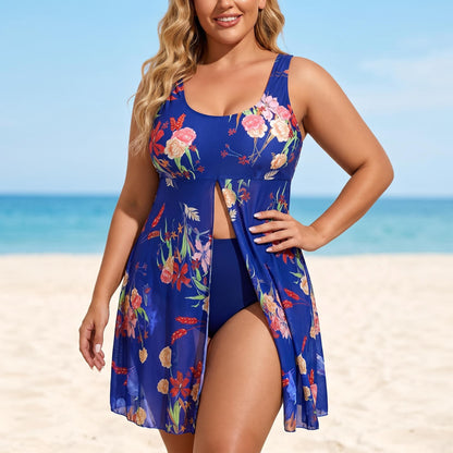 🌼50% zľava💧 Jednodielne plavky s kvetinovou potlačou, plus size, lichotivé a zoštíhľujúce, ideálne na dovolenku.