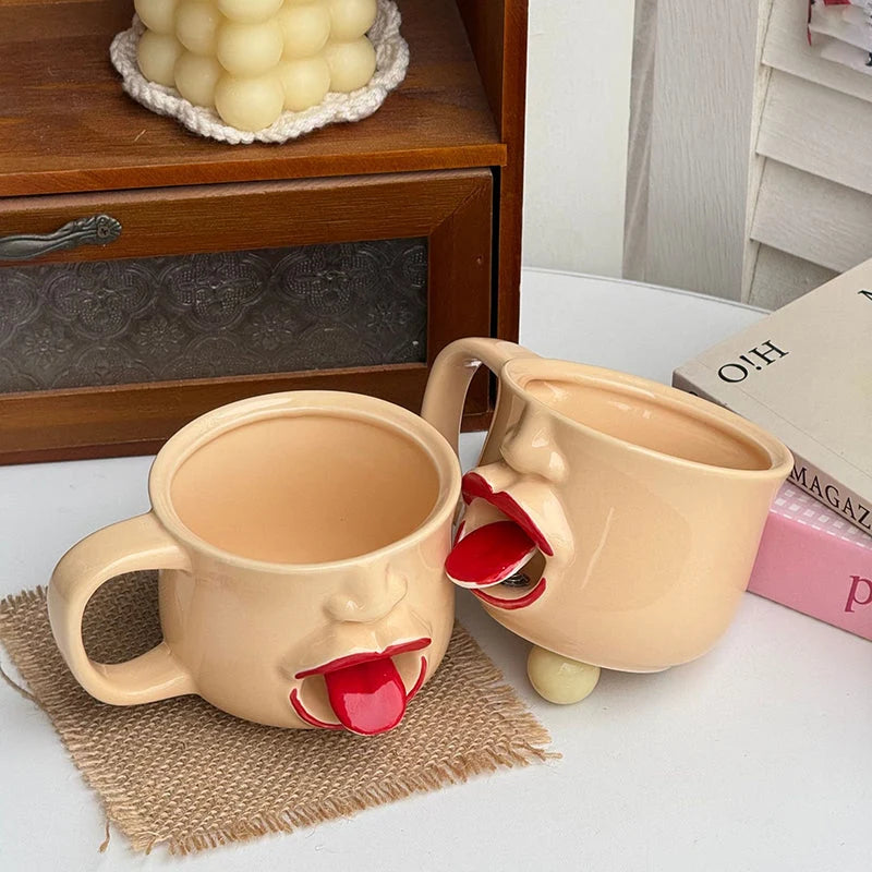 Igriva 3D keramična skodelica z obrazom za tople in hladne pijače | MUG