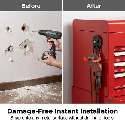 🧲🏗️Silné magnetické háčiky priemyselnej triedy s dvojitým pazúrovým dizajnom, ktoré nevyžadujú vŕtanie a spĺňajú požiadavky na intenzívne skladovanie