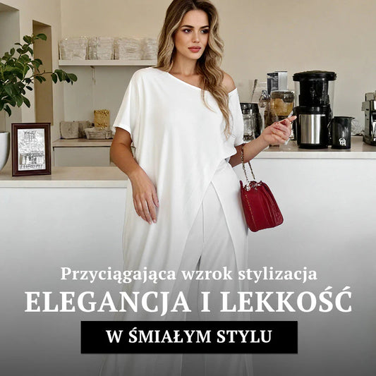 👗Jednofarebný top a nohavice s odhalenými ramenami