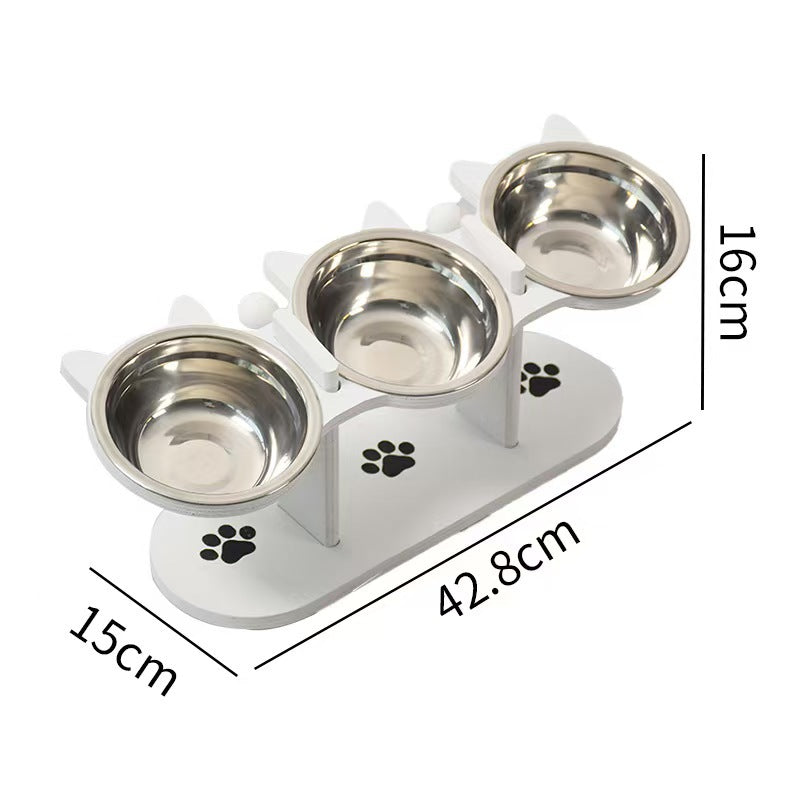 🐾Vysoká miska pre mačky a psov s tromi miskami – neklzká a stabilná🥣🍽️✨