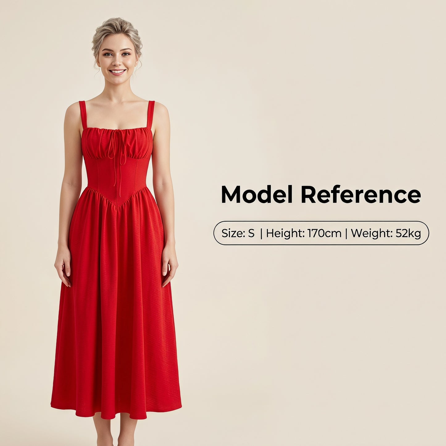 ✨Časovo obmedzená zľava 50%👗 Midi šaty s hranatým výstrihom a skladaným strihom, vysoký pás a zoštíhľujúca áčková sukňa