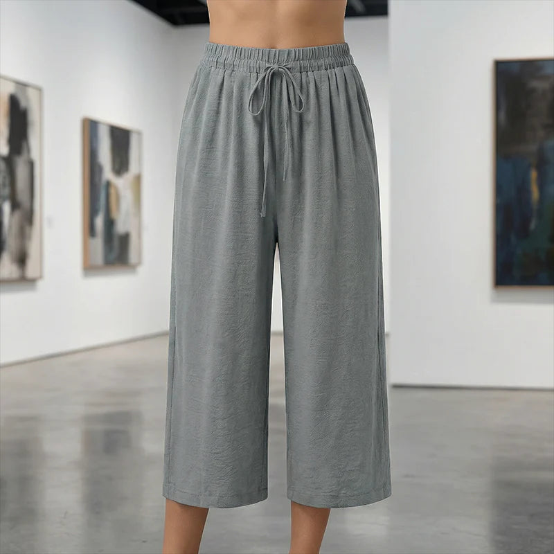 👖Dámske capri nohavice s elastickým pásom a šnúrkou