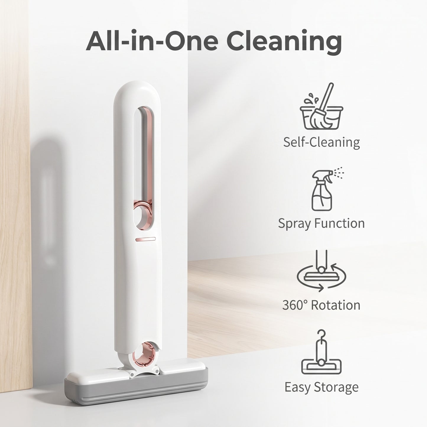 🧹Mini mop s rozprašovačom bez použitia rúk｜360° otočný stolný mop do kuchyne a kúpeľne🏠💧