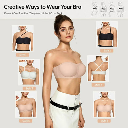 💞🔥Kúp 1 a získajte 1 zadarmo🔥Dámske podprsenky bez ramienok, push-up bandeau podprsenky, nešmýkavé bezkosticové podprsenky s výstužou, bezšvové pohodlné podprsenky typu „tube“ a „jelly“