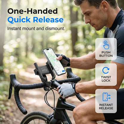 🚴Časno omejen 50 % popust🔒Nosilec za kolo z eno roko za hitro odpiranje, univerzalni vrtljivi nosilec za navigacijo za mobilni telefon, odporen proti udarcem