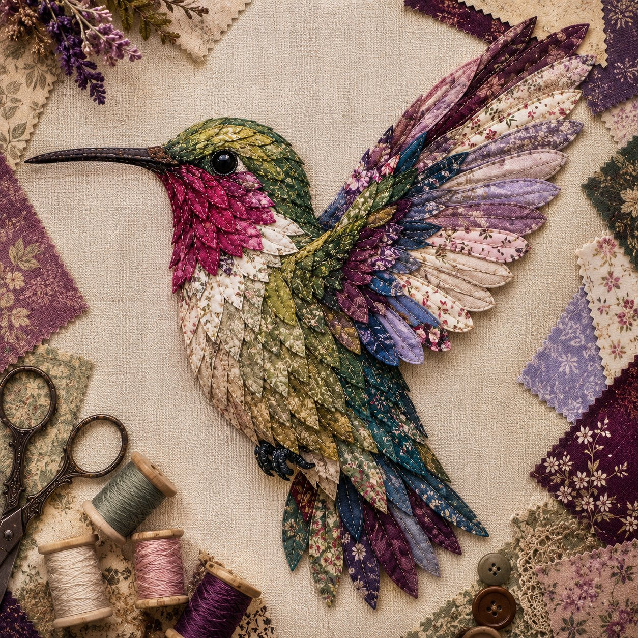 Komplet za izdelavo 3D-ptiča patchwork | VINTA