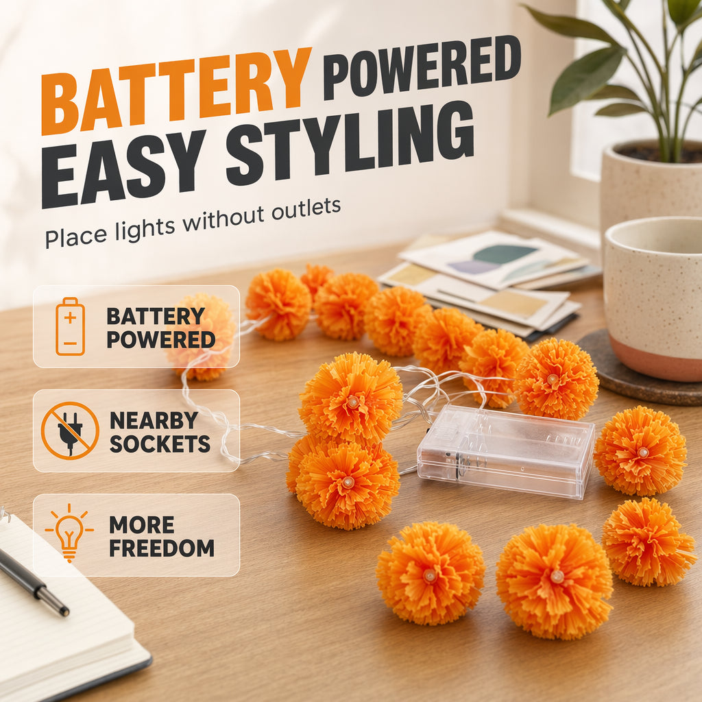 🌼Časno omejen 50 % popust🎃 Oranžne LED verižne lučke Marigold - nepogrešljiv kos za ustvarjanje jesenskega vzdušja za noč čarovnic