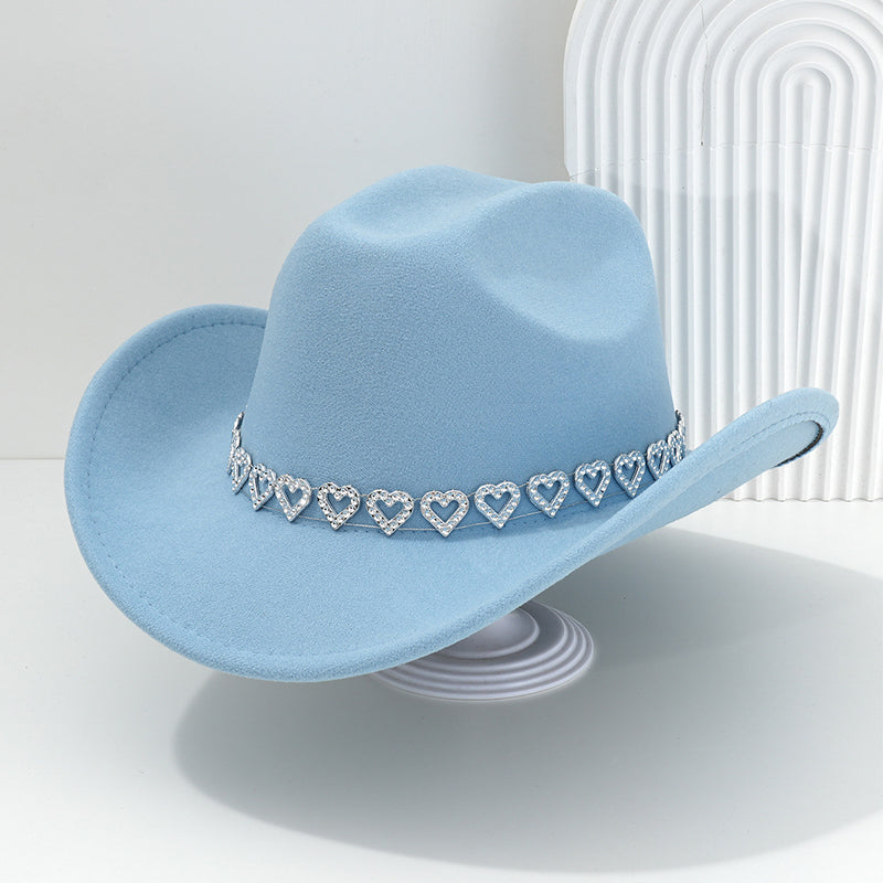 🤠Kovbojský klobúk v západnom štýle s kamienkami a srdiečkami - Ideálny na hudobné festivaly, večierky a fotenie!🎩