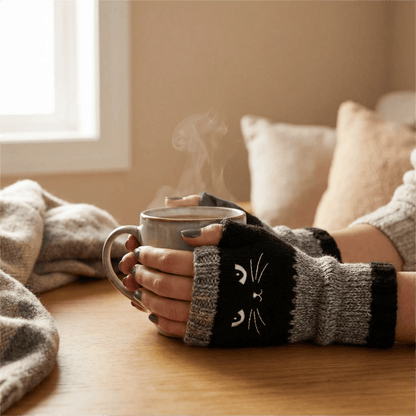 📿Brezplačna ogrlica z vrtnicami❄️😻 Rokavice brez prstov z vezenino mačke – tople in elegantne za zimo ❄️