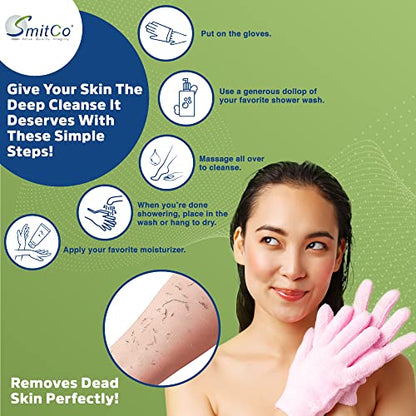 Sada exfoliačných sprchových rukavíc – hlboko čistiaci telový peeling, masážna rukavica pre kúpeľné procedúry