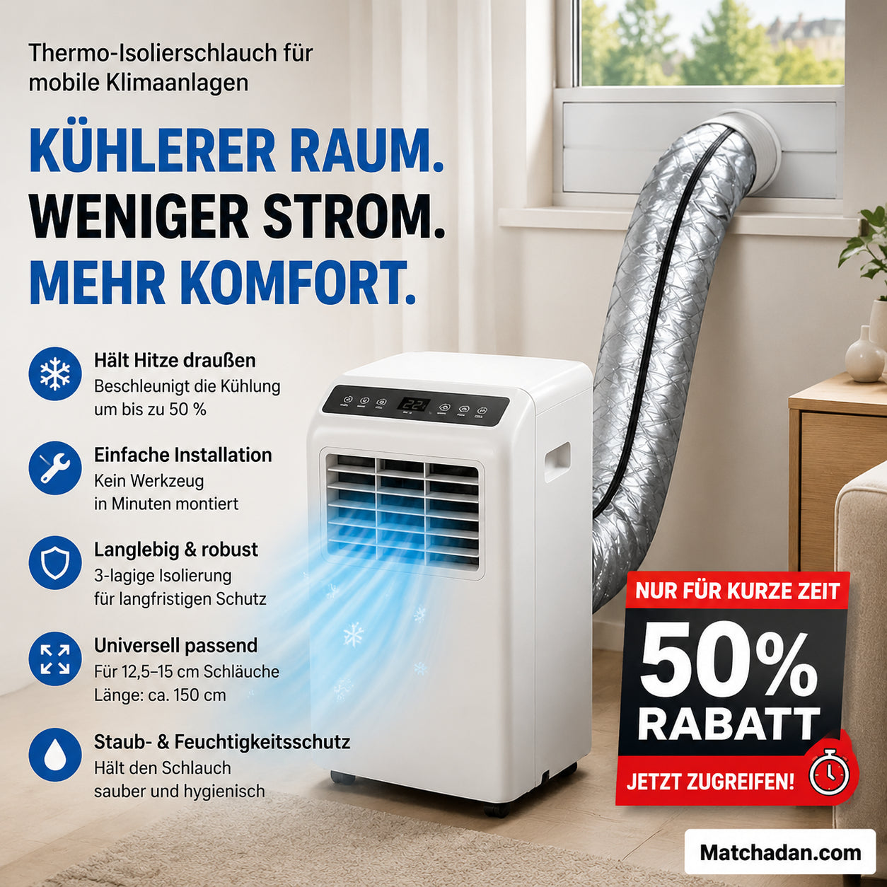 ❄️Trojvrstvová izolačná manžeta na odtokové potrubie klimatizácie｜Ochranný kryt so zipsom proti kondenzácii a kvapkaniu🌬️