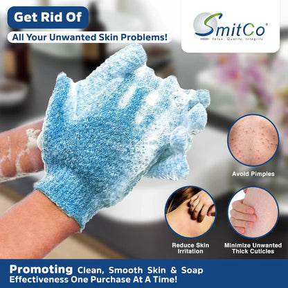 Sada exfoliačných sprchových rukavíc – hlboko čistiaci telový peeling, masážna rukavica pre kúpeľné procedúry