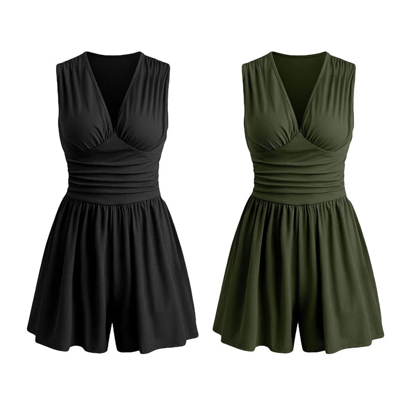 👗Dámske šaty bez rukávov s výstrihom do V a nařaseným pásom