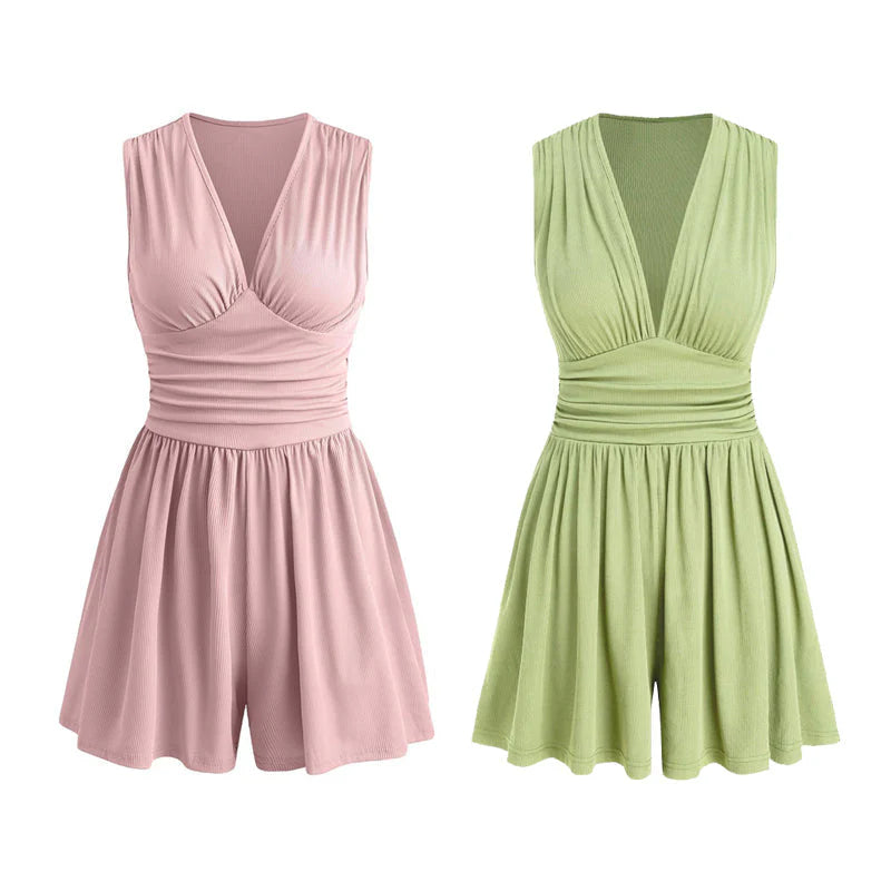 👗Dámske šaty bez rukávov s výstrihom do V a nařaseným pásom