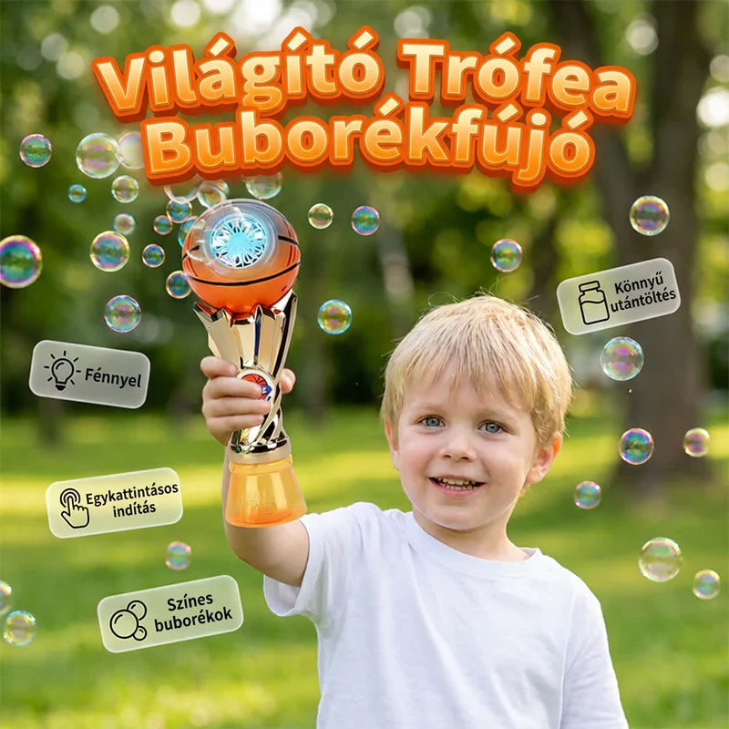 🎵 Motorkárska bublifuk – v tvare športovej trofeje, s blikajúcimi LED diódami, vrátane náplne – na dobierku 🎯