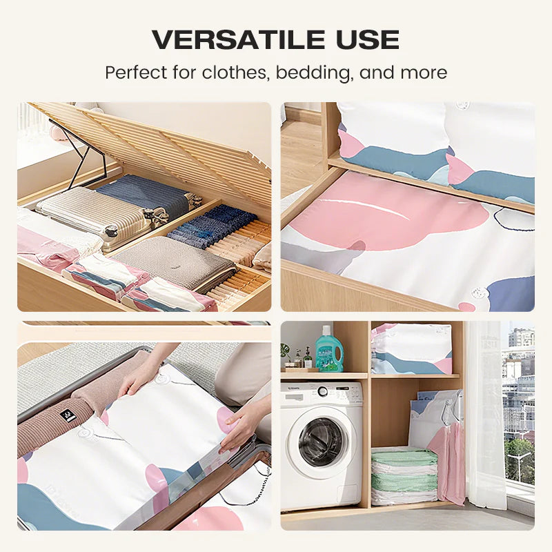 🛏 3D vákuové kompresné vrecko bez pumpy｜Ručne stlačte a vypustite vzduch, čím ušetríte značné miesto na paplónoch a zimnom oblečení✨
