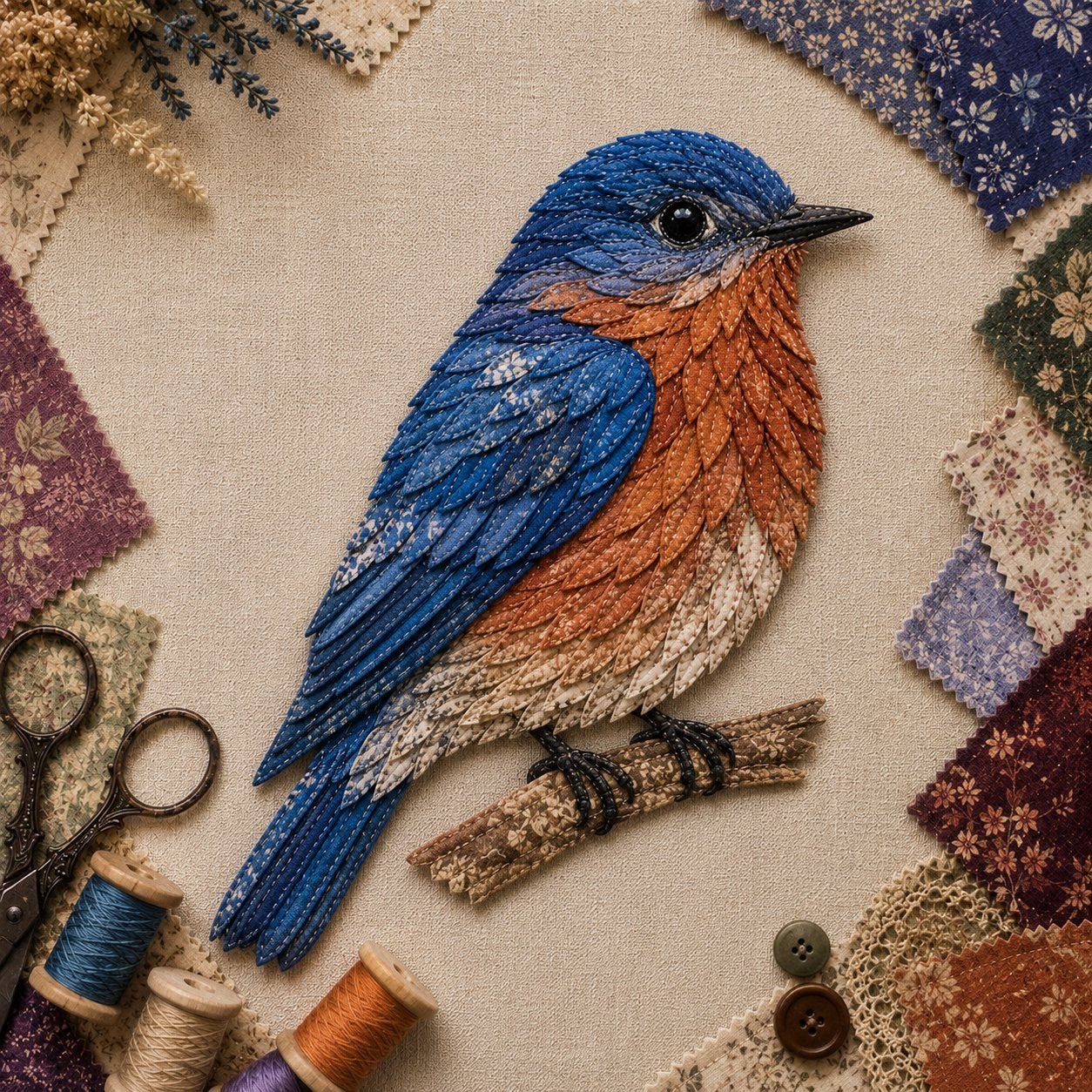 Komplet za izdelavo 3D-ptiča patchwork | VINTA
