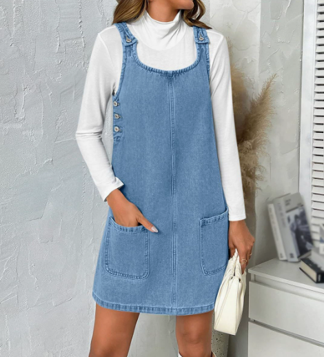 👖Časovno omejen popust💙 Retro jeans kombinezon - ohlapen kroj, oprijet, popoln za potovanja in fotografiranje
