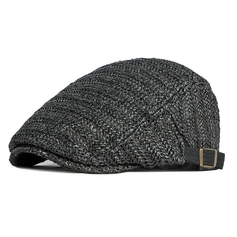 🧢 Pletená plochá čiapka v štýle slameného klobúka
