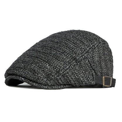 🧢 Pletená plochá čiapka v štýle slameného klobúka